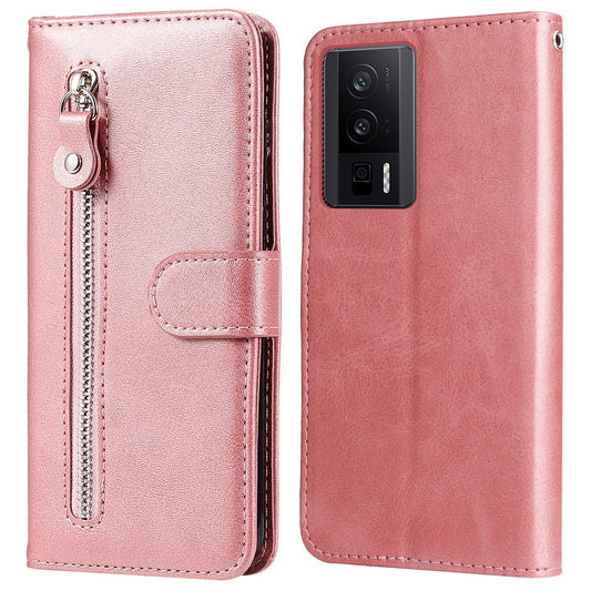For Xiaomi Poco F5 Pro 5G / Redmi K60 Pro 5G / K60 5G Zipper Pocket Phone Case Calf Texture PU Leather Stand Wallet Cover