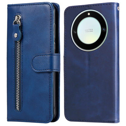 For Honor X40 5G / X9a 5G / Magic5 Lite 5G Calf Texture Zipper Pocket Phone Case PU Leather Wallet Stand Anti-drop Cover