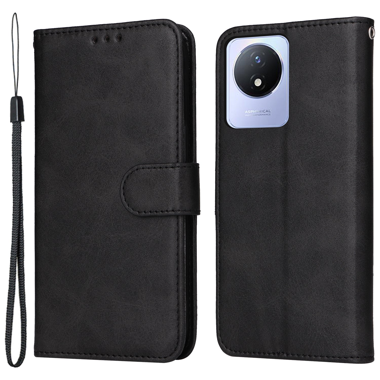 For vivo Y02 4G Calf Texture Leather Phone Case Flip Stand Wallet Shockproof Shell
