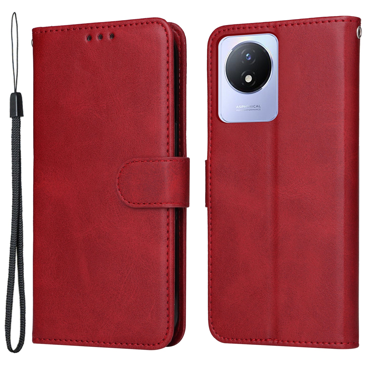 For vivo Y02 4G Calf Texture Leather Phone Case Flip Stand Wallet Shockproof Shell