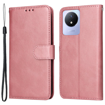 For vivo Y02 4G Calf Texture Leather Phone Case Flip Stand Wallet Shockproof Shell