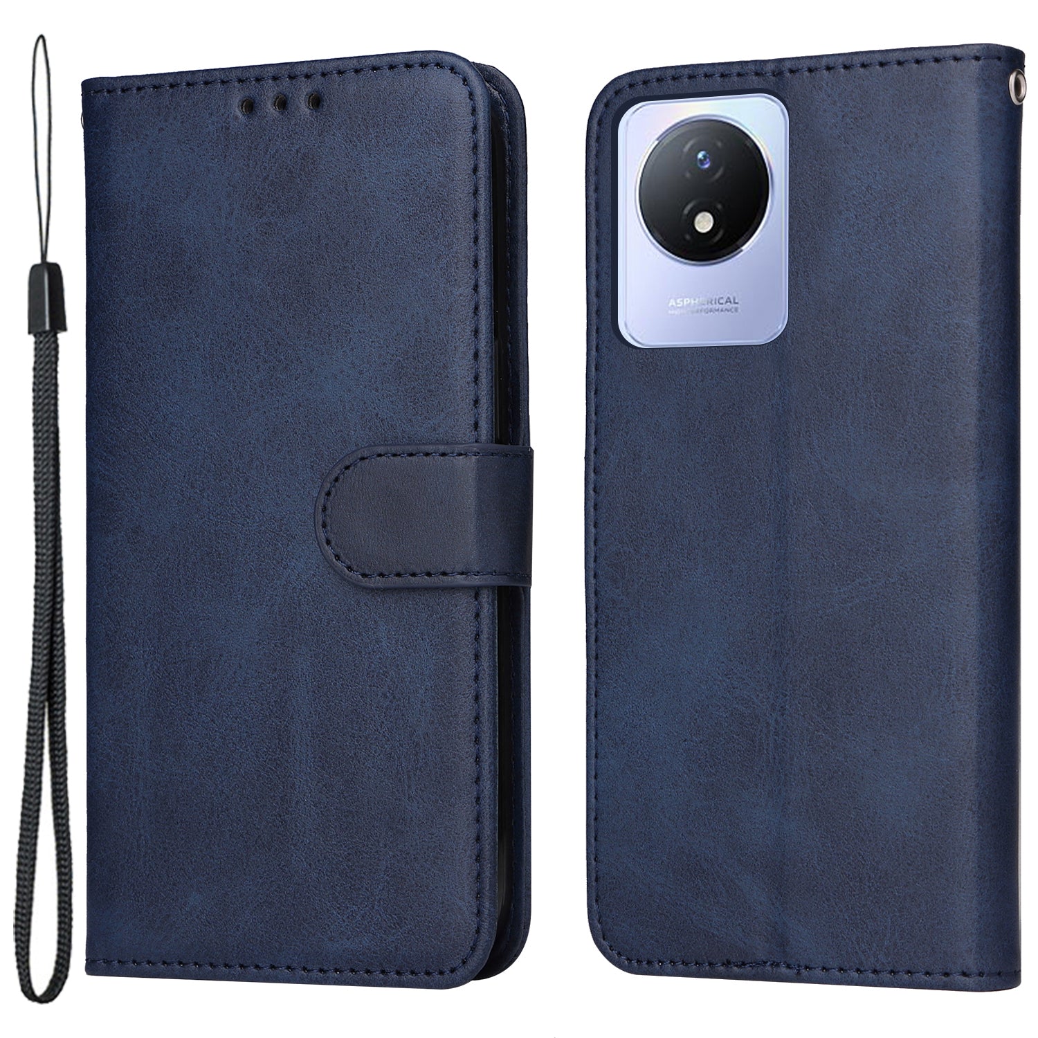For vivo Y02 4G Calf Texture Leather Phone Case Flip Stand Wallet Shockproof Shell