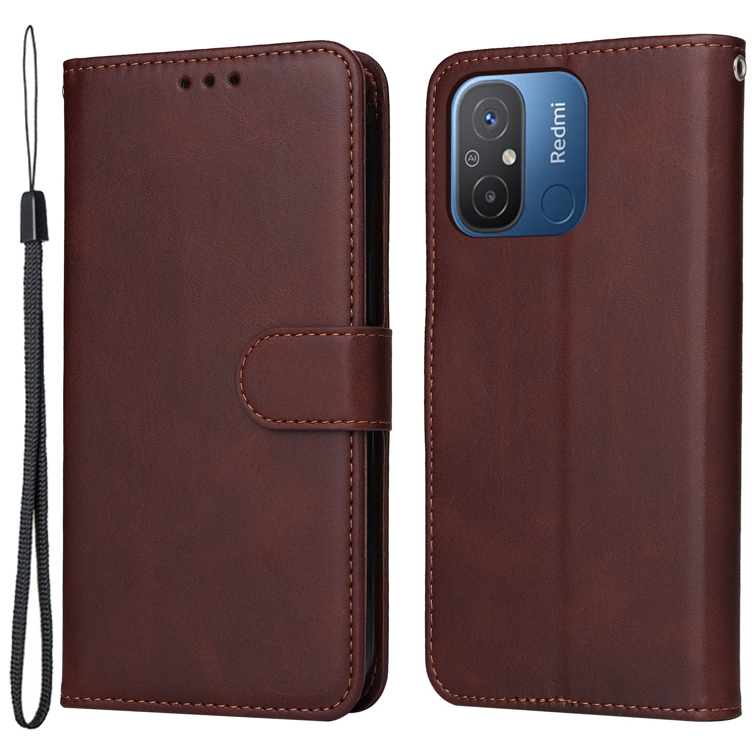 For Xiaomi Redmi 12C 4G / 11A 4G Calf Texture Smartphone Cover PU Leather Wallet Phone Stand Case