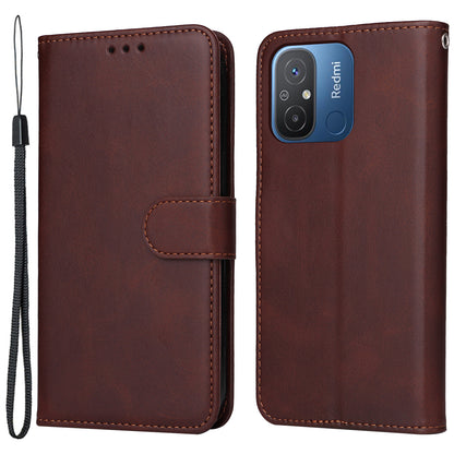 For Xiaomi Redmi 12C 4G / 11A 4G Calf Texture Smartphone Cover PU Leather Wallet Phone Stand Case