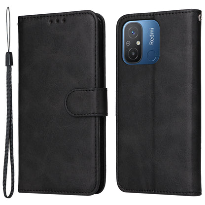 For Xiaomi Redmi 12C 4G / 11A 4G Calf Texture Smartphone Cover PU Leather Wallet Phone Stand Case