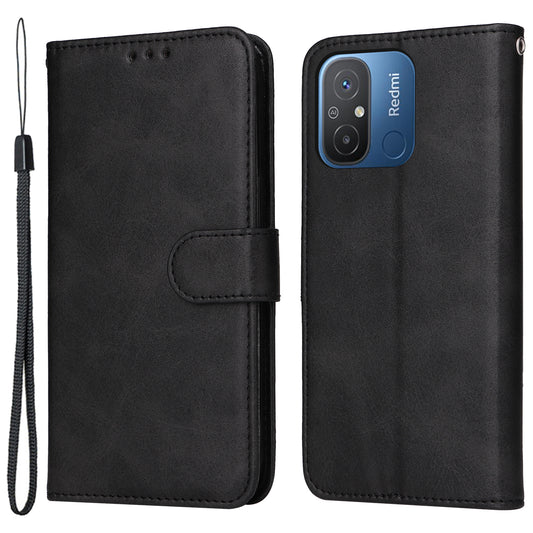 For Xiaomi Redmi 12C 4G / 11A 4G Calf Texture Smartphone Cover PU Leather Wallet Phone Stand Case