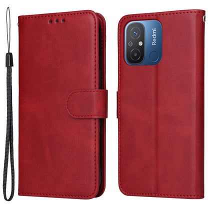 For Xiaomi Redmi 12C 4G / 11A 4G Calf Texture Smartphone Cover PU Leather Wallet Phone Stand Case