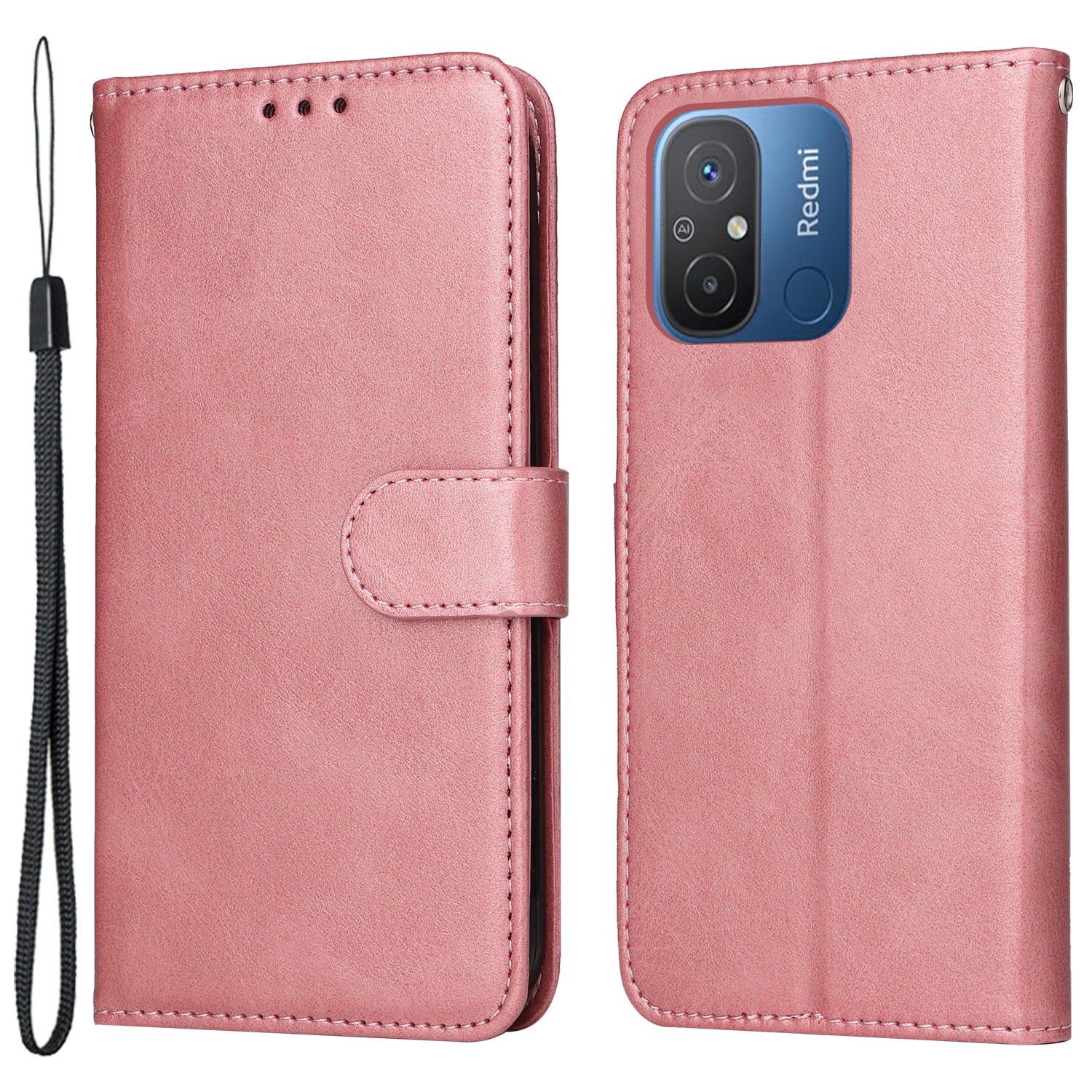 For Xiaomi Redmi 12C 4G / 11A 4G Calf Texture Smartphone Cover PU Leather Wallet Phone Stand Case