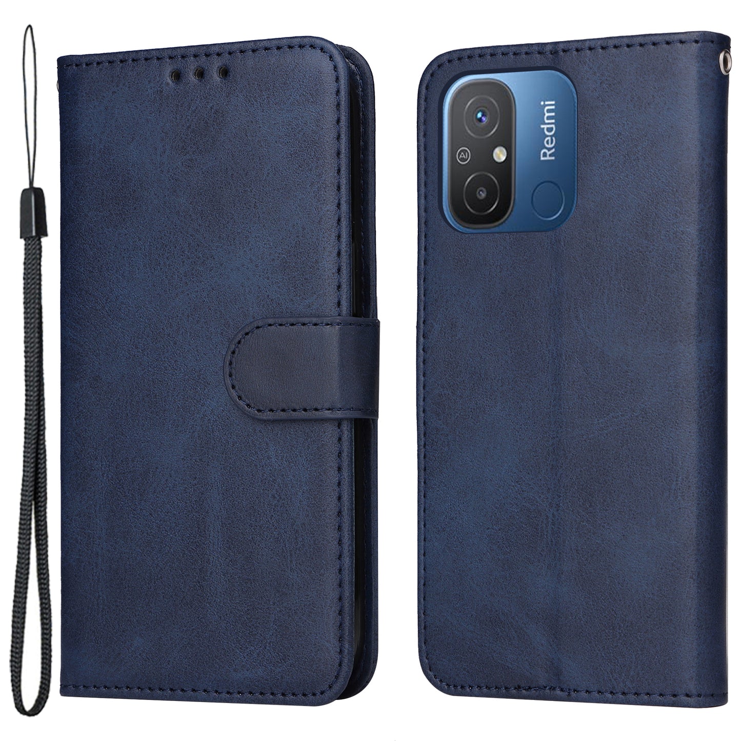 For Xiaomi Redmi 12C 4G / 11A 4G Calf Texture Smartphone Cover PU Leather Wallet Phone Stand Case