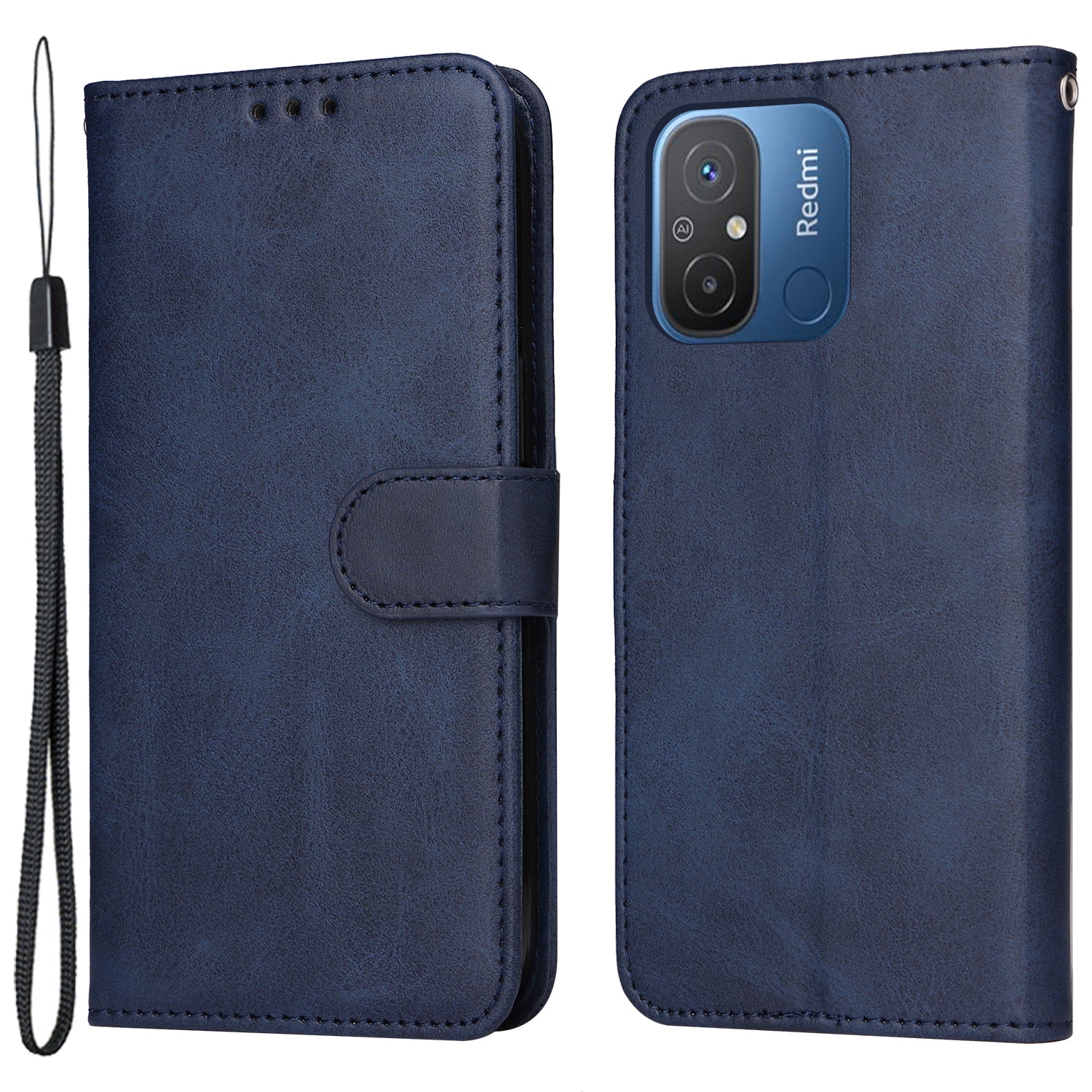 For Xiaomi Redmi 12C 4G / 11A 4G Calf Texture Smartphone Cover PU Leather Wallet Phone Stand Case
