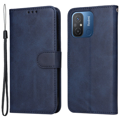 For Xiaomi Redmi 12C 4G / 11A 4G Calf Texture Smartphone Cover PU Leather Wallet Phone Stand Case