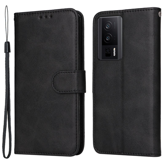 For Xiaomi Poco F5 Pro 5G / Redmi K60 Pro 5G / K60 5G Leather Shockproof Phone Case Calf Texture Stand Wallet Smartphone Cover