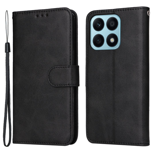 For Honor X8a 4G Phone Wallet Case Calf Texture PU Leather Stand Cell Phone Cover