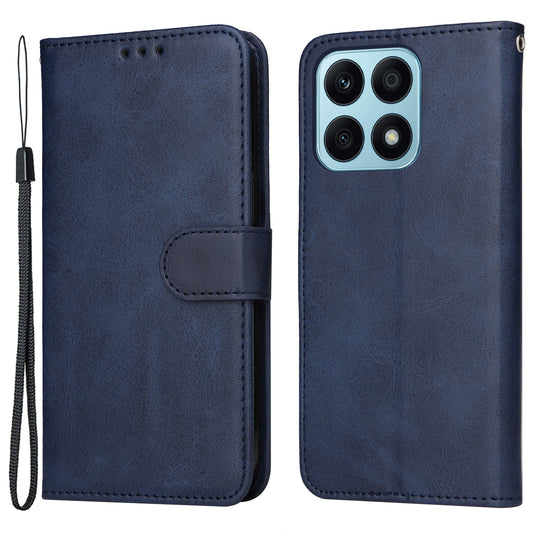 For Honor X8a 4G Phone Wallet Case Calf Texture PU Leather Stand Cell Phone Cover