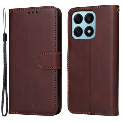 For Honor X8a 4G Phone Wallet Case Calf Texture PU Leather Stand Cell Phone Cover
