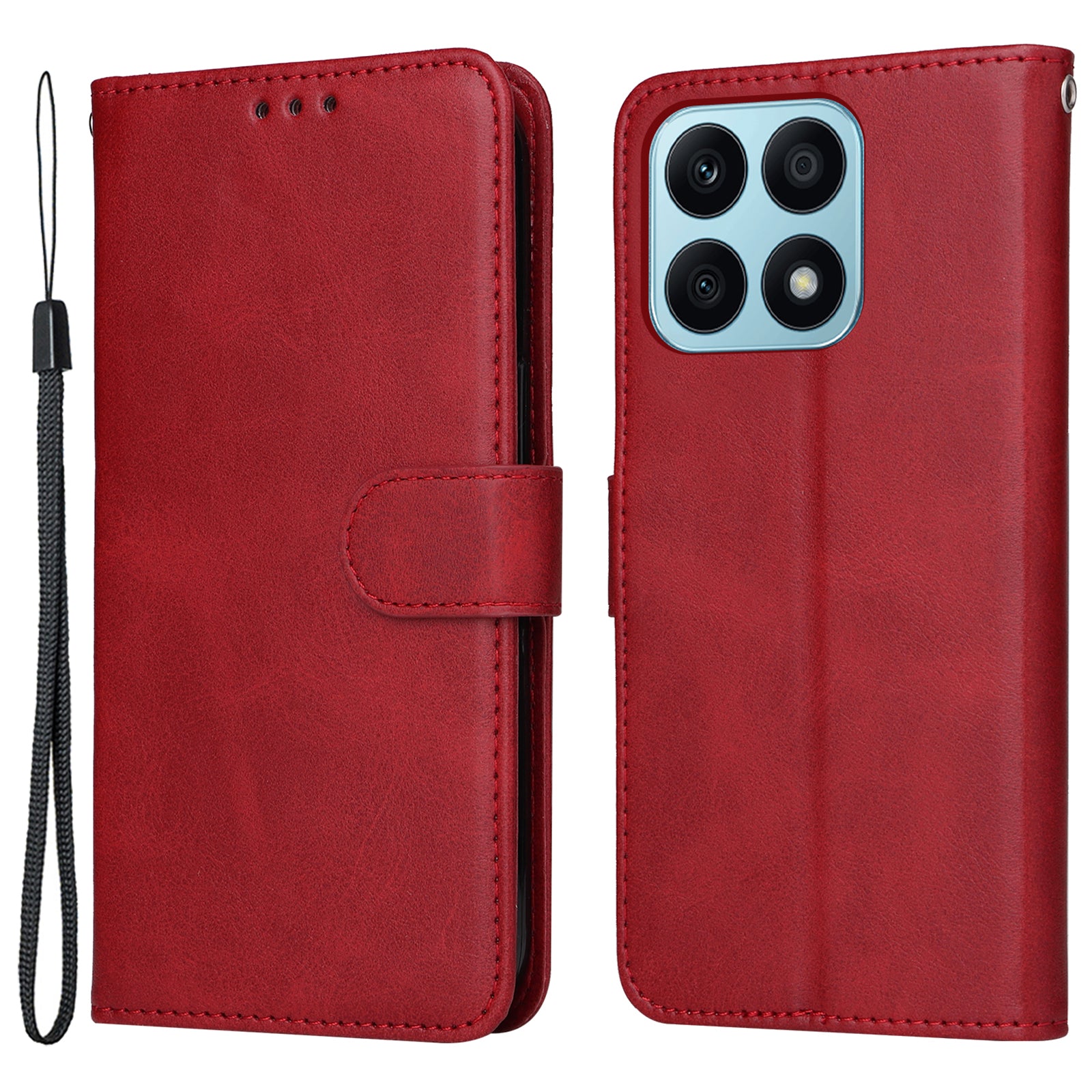 For Honor X8a 4G Phone Wallet Case Calf Texture PU Leather Stand Cell Phone Cover