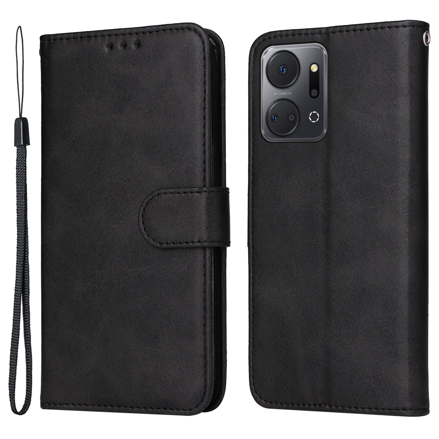 Calf Texture Leather Cover for Honor X7a 5G , Stand Wallet Anti-drop Phone Case