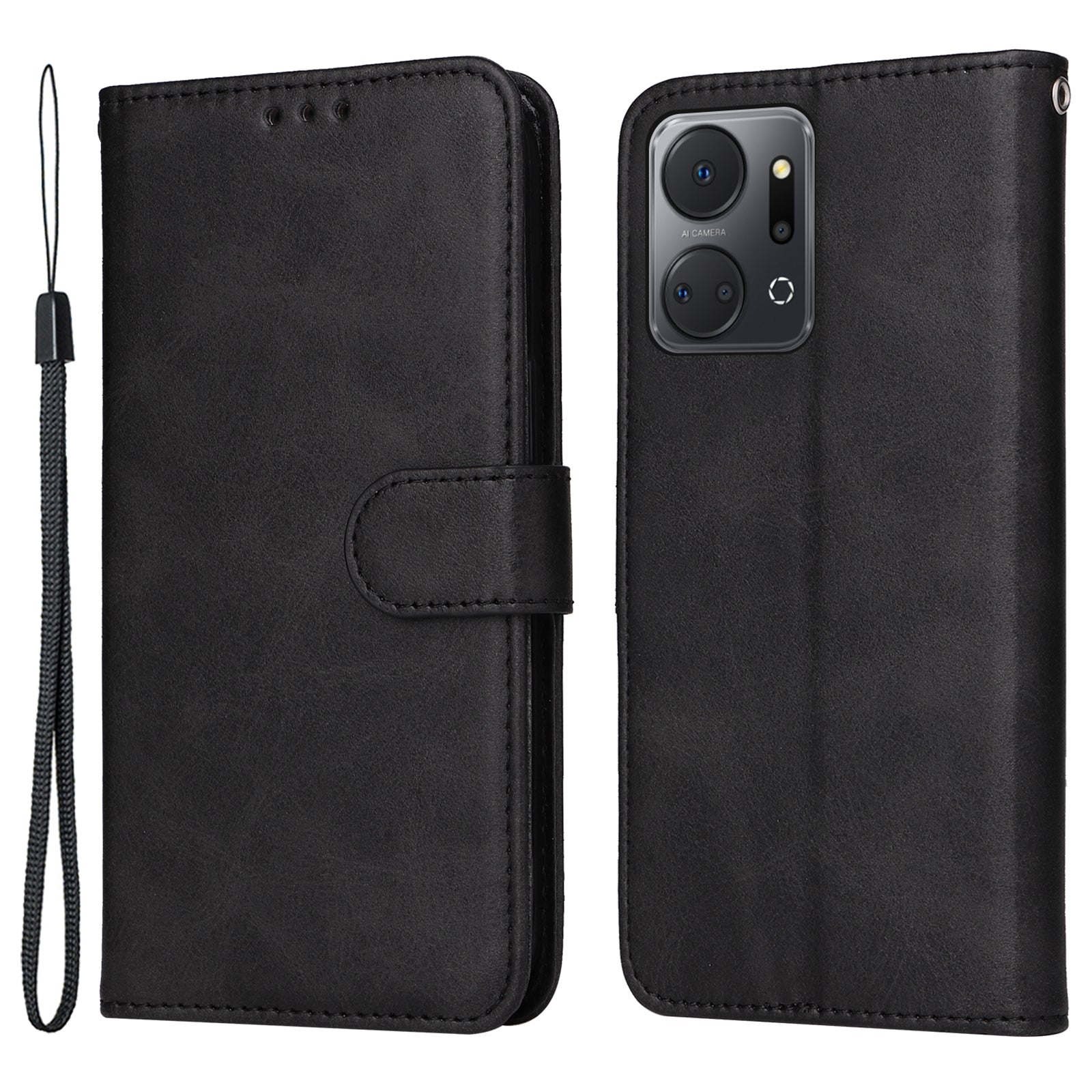 Calf Texture Leather Cover for Honor X7a 5G , Stand Wallet Anti-drop Phone Case
