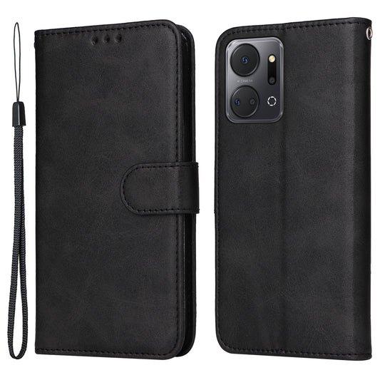 Calf Texture Leather Cover for Honor X7a 5G , Stand Wallet Anti-drop Phone Case