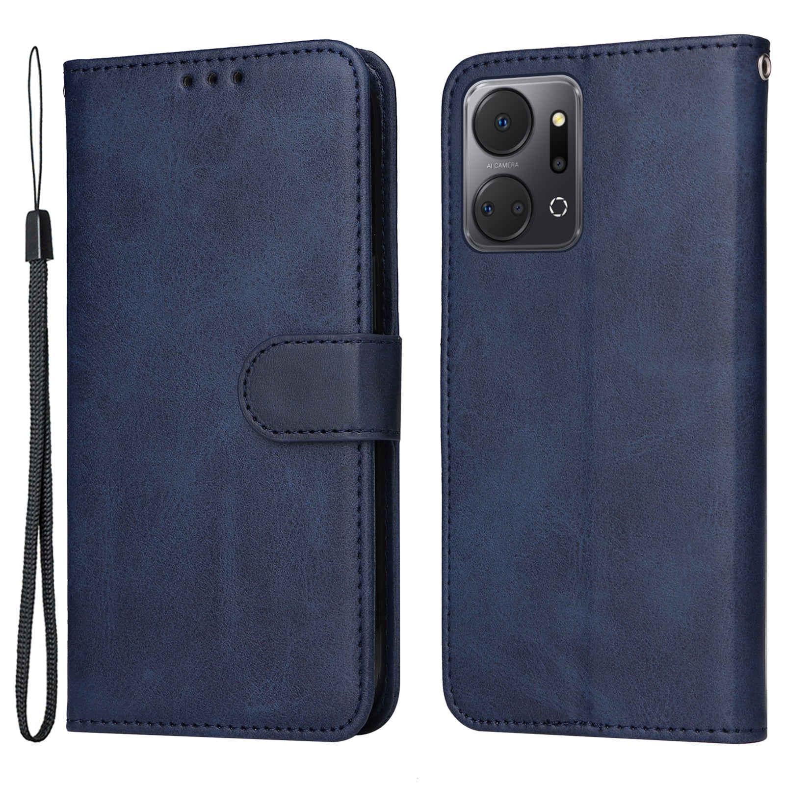 Calf Texture Leather Cover for Honor X7a 5G , Stand Wallet Anti-drop Phone Case