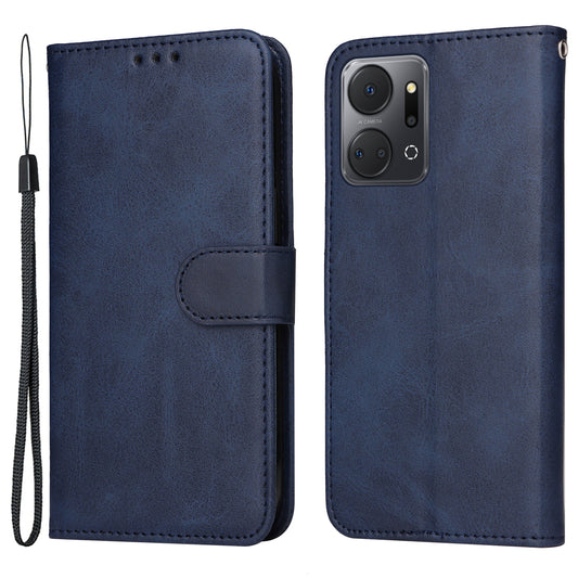 Calf Texture Leather Cover for Honor X7a 5G , Stand Wallet Anti-drop Phone Case