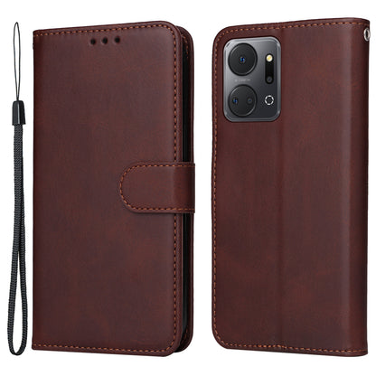Calf Texture Leather Cover for Honor X7a 5G , Stand Wallet Anti-drop Phone Case