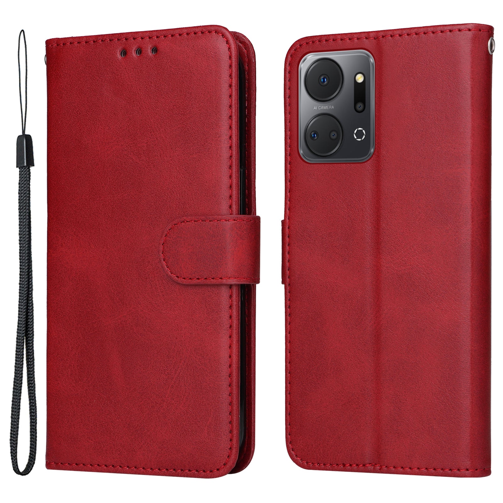 Calf Texture Leather Cover for Honor X7a 5G , Stand Wallet Anti-drop Phone Case