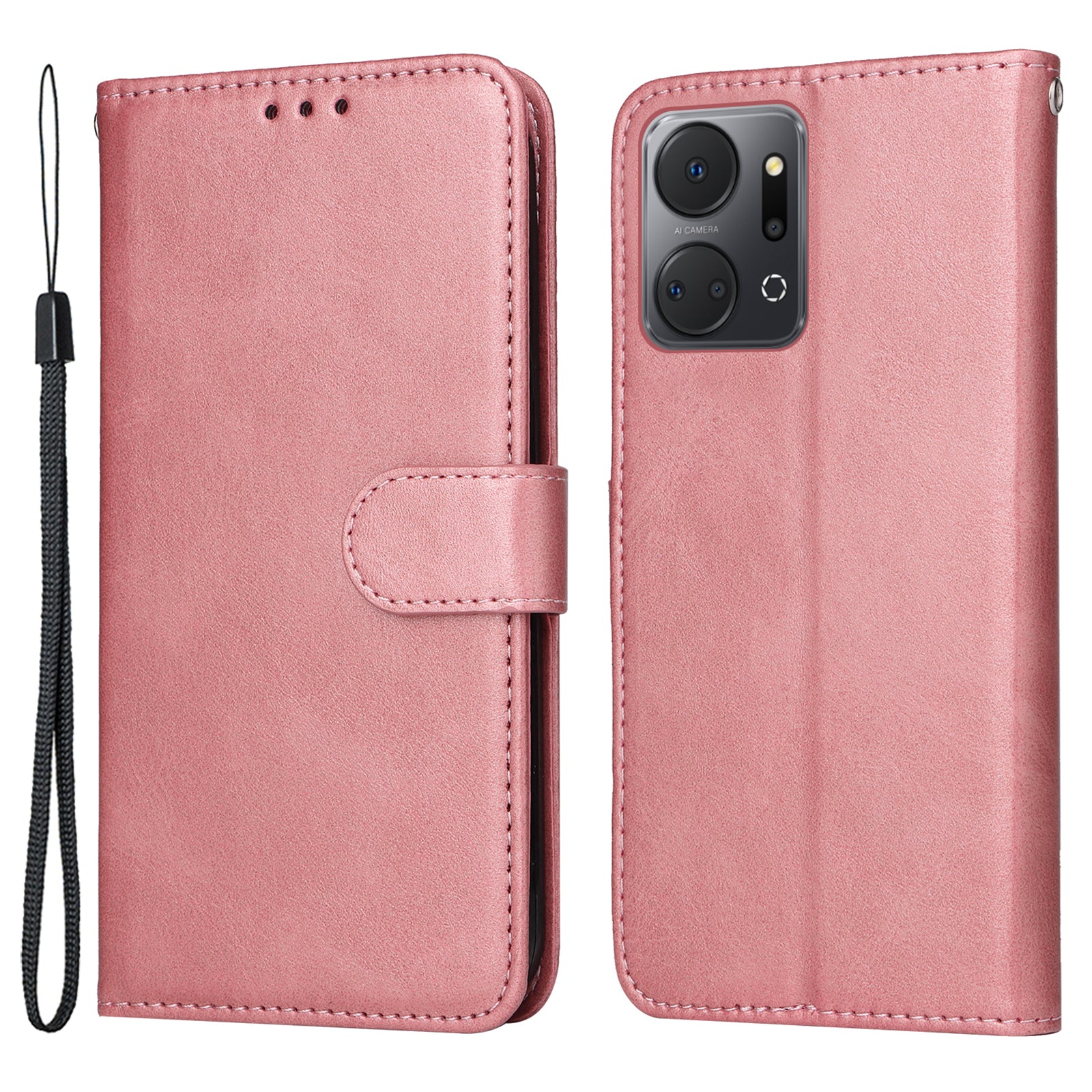 Calf Texture Leather Cover for Honor X7a 5G , Stand Wallet Anti-drop Phone Case