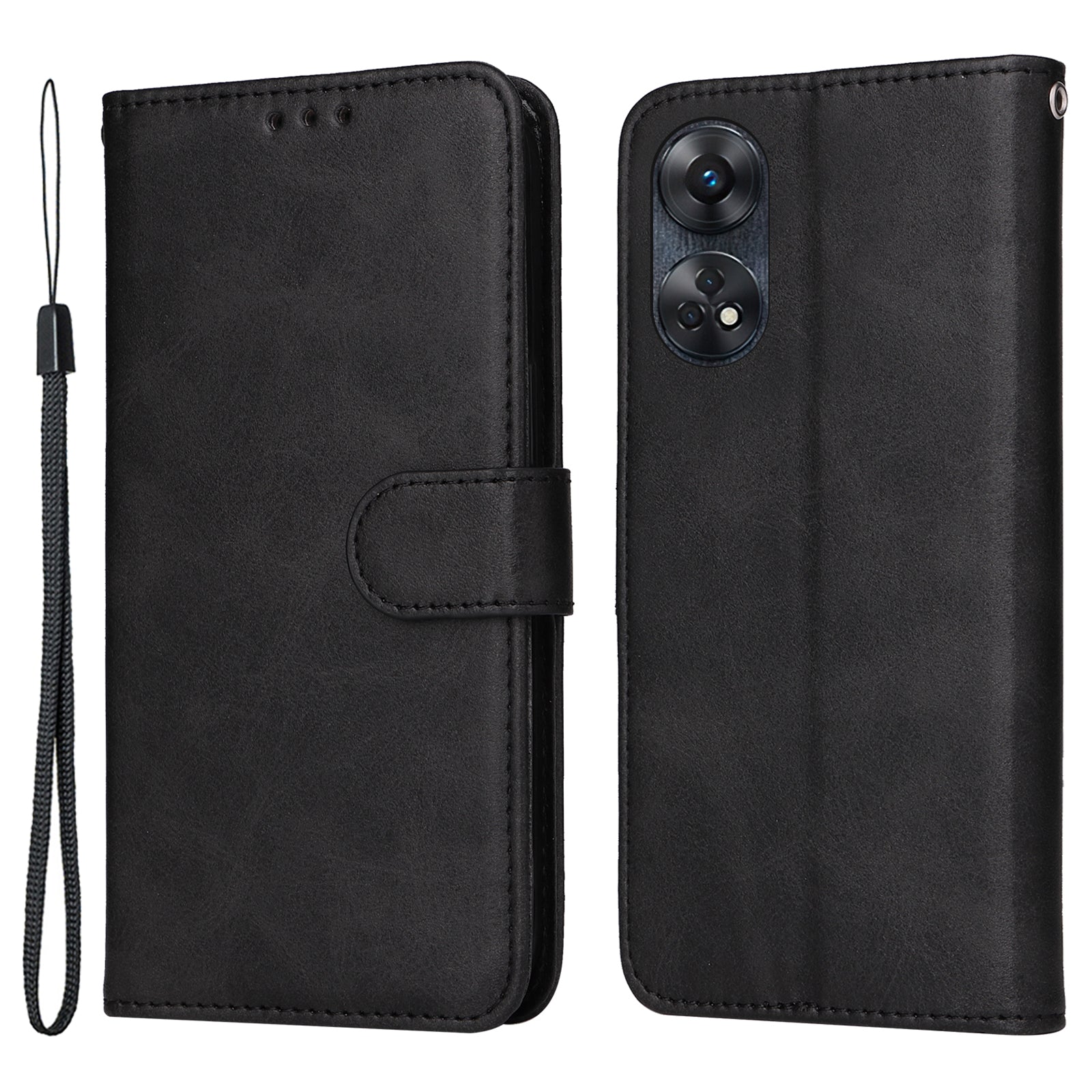 For Oppo Reno8 T 4G Phone Leather Case Calf Texture Stand Wallet Protective Phone Cover