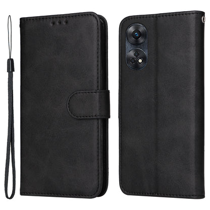 For Oppo Reno8 T 4G Phone Leather Case Calf Texture Stand Wallet Protective Phone Cover
