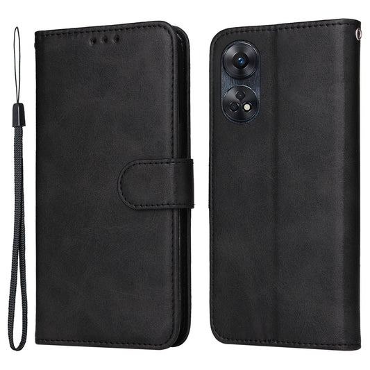 For Oppo Reno8 T 4G Phone Leather Case Calf Texture Stand Wallet Protective Phone Cover
