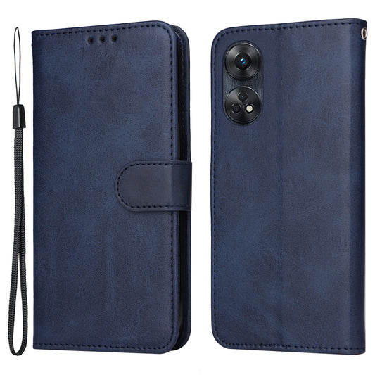 For Oppo Reno8 T 4G Phone Leather Case Calf Texture Stand Wallet Protective Phone Cover
