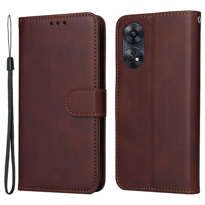 For Oppo Reno8 T 4G Phone Leather Case Calf Texture Stand Wallet Protective Phone Cover