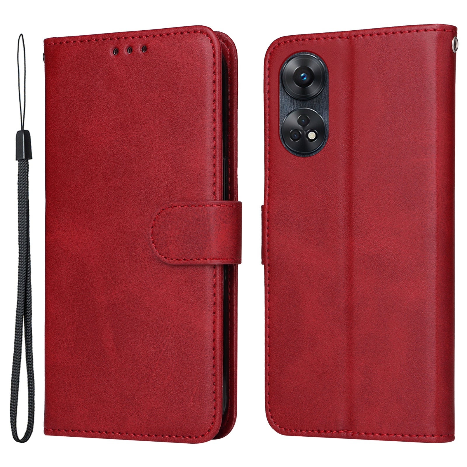 For Oppo Reno8 T 4G Phone Leather Case Calf Texture Stand Wallet Protective Phone Cover