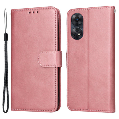 For Oppo Reno8 T 4G Phone Leather Case Calf Texture Stand Wallet Protective Phone Cover