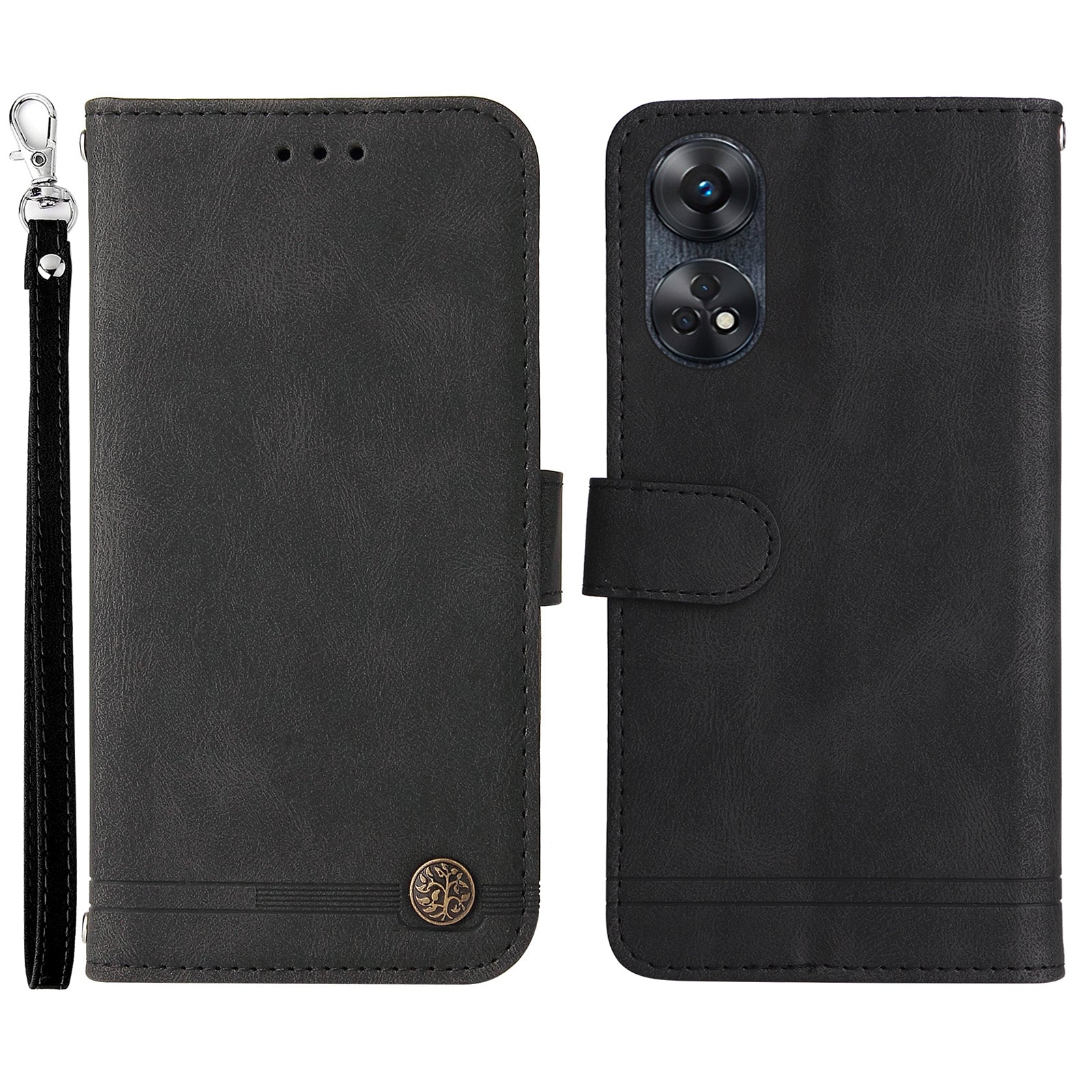For Oppo Reno8 T 4G Skin-touch Feeling Leather Phone Case Stand Imprinted Lines Phone Wallet Cover
