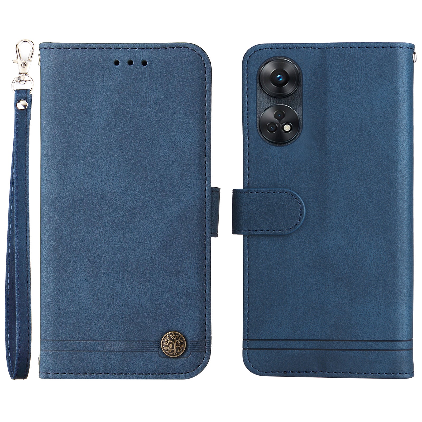 For Oppo Reno8 T 4G Skin-touch Feeling Leather Phone Case Stand Imprinted Lines Phone Wallet Cover