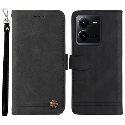For vivo V25e 4G / V25 5G Skin-touch Feeling Leather Phone Case Tree Pattern Imprinted Lines Cover Stand Wallet