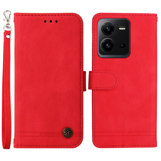 For vivo V25e 4G / V25 5G Skin-touch Feeling Leather Phone Case Tree Pattern Imprinted Lines Cover Stand Wallet