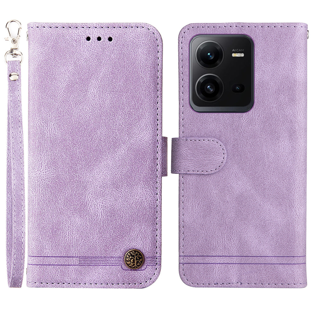 For vivo V25e 4G / V25 5G Skin-touch Feeling Leather Phone Case Tree Pattern Imprinted Lines Cover Stand Wallet