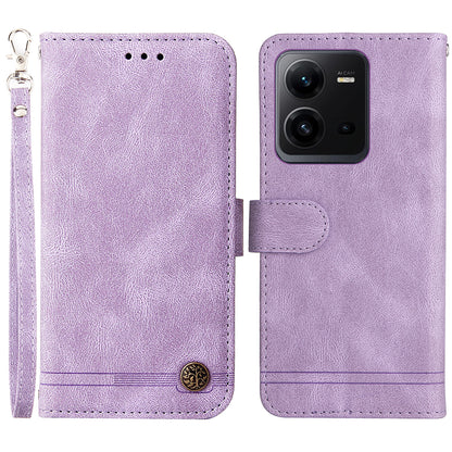 For vivo V25e 4G / V25 5G Skin-touch Feeling Leather Phone Case Tree Pattern Imprinted Lines Cover Stand Wallet