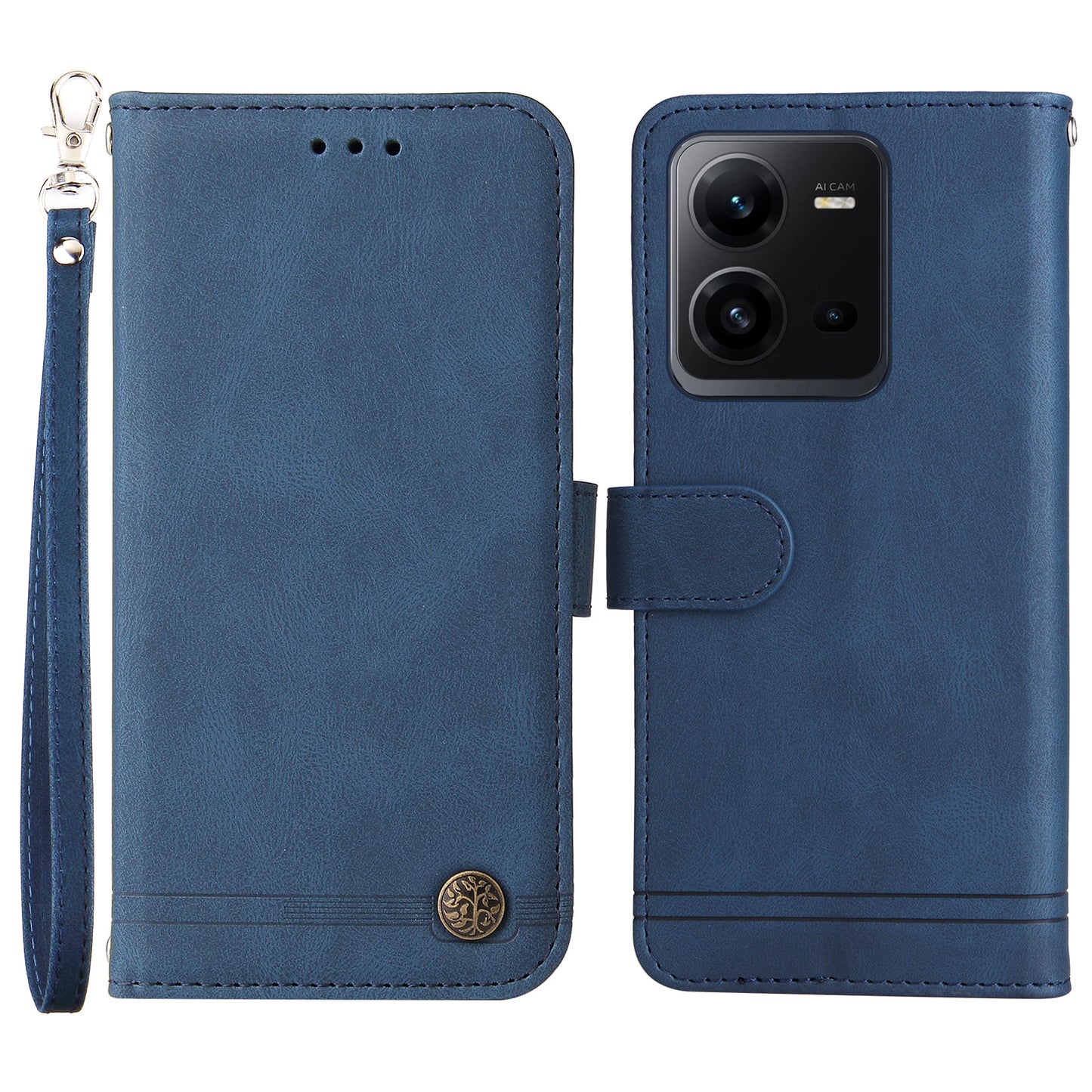 For vivo V25e 4G / V25 5G Skin-touch Feeling Leather Phone Case Tree Pattern Imprinted Lines Cover Stand Wallet