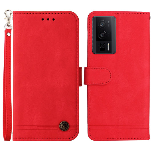 For Xiaomi Poco F5 Pro 5G / Redmi K60 Pro 5G / Redmi K60 5G Cell Phone Cover Skin-touch Feeling Leather Imprinted Lines Stand Case Wallet