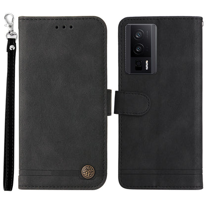 For Xiaomi Poco F5 Pro 5G / Redmi K60 Pro 5G / Redmi K60 5G Cell Phone Cover Skin-touch Feeling Leather Imprinted Lines Stand Case Wallet