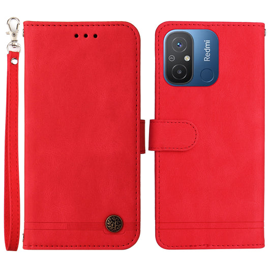For Xiaomi Redmi 12C 4G / Redmi 11A 4G Imprinted Lines Stand Case Wallet Skin-touch Feeling Leather Cell Phone Cover