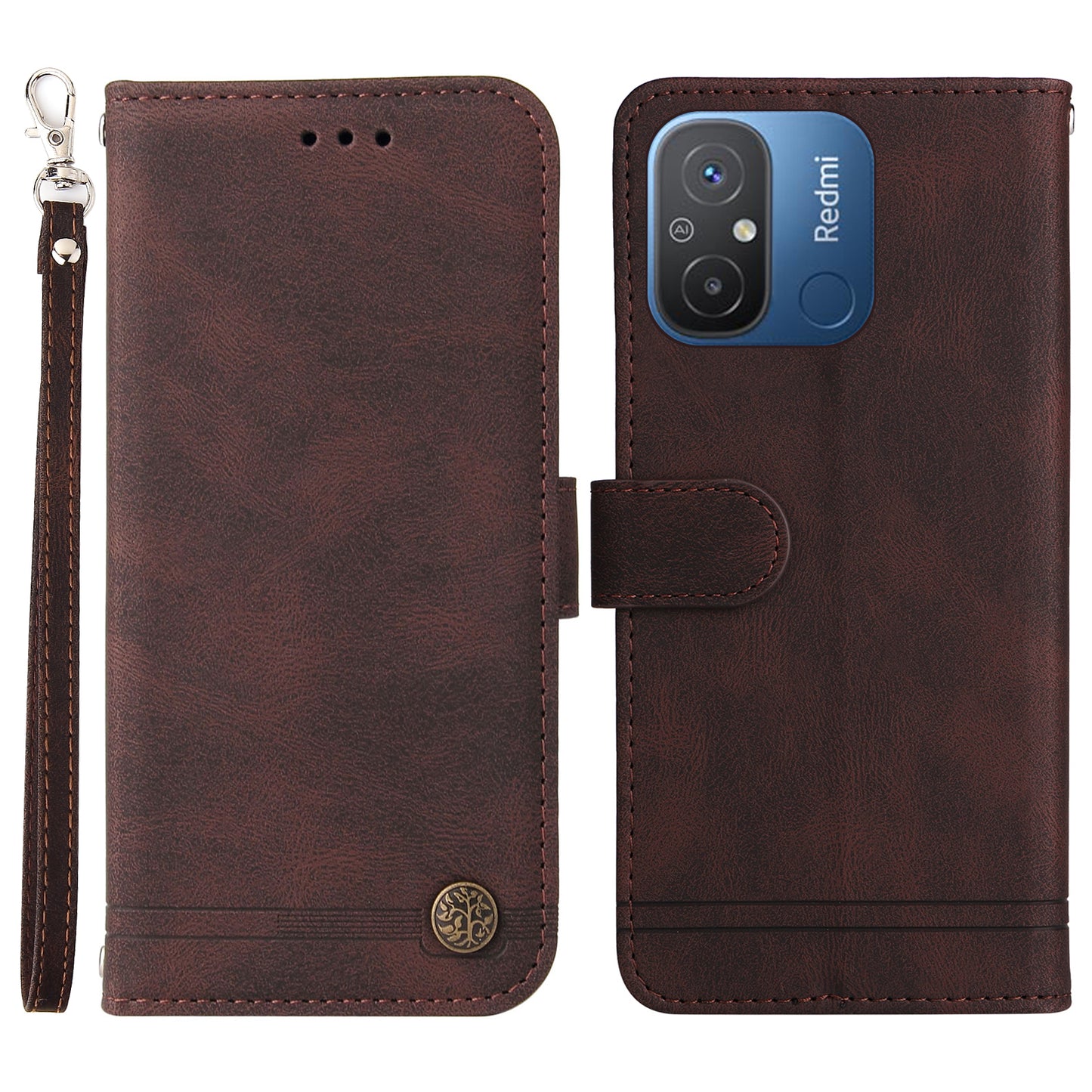 For Xiaomi Redmi 12C 4G / Redmi 11A 4G Imprinted Lines Stand Case Wallet Skin-touch Feeling Leather Cell Phone Cover