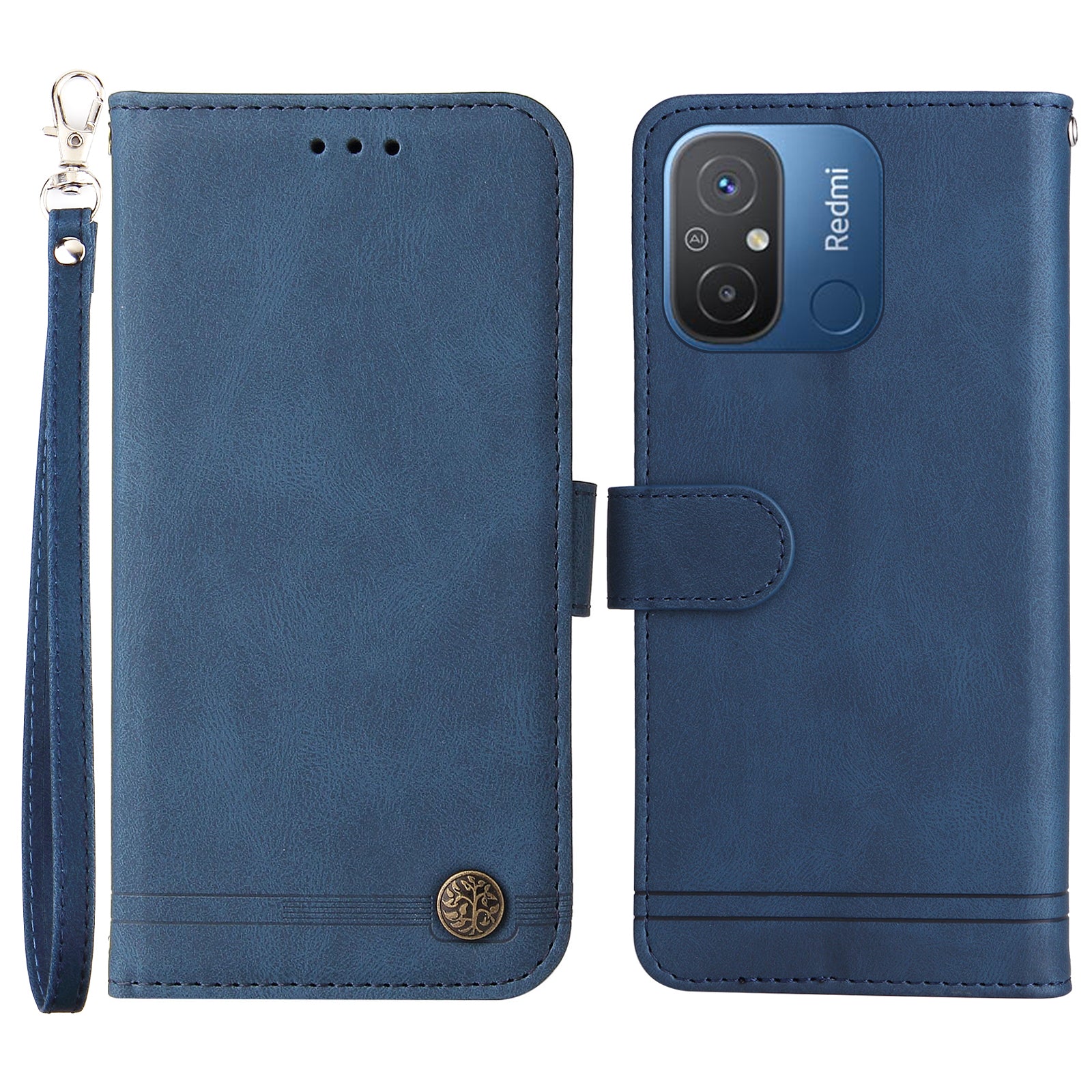 For Xiaomi Redmi 12C 4G / Redmi 11A 4G Imprinted Lines Stand Case Wallet Skin-touch Feeling Leather Cell Phone Cover