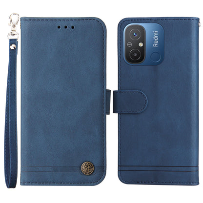 For Xiaomi Redmi 12C 4G / Redmi 11A 4G Imprinted Lines Stand Case Wallet Skin-touch Feeling Leather Cell Phone Cover