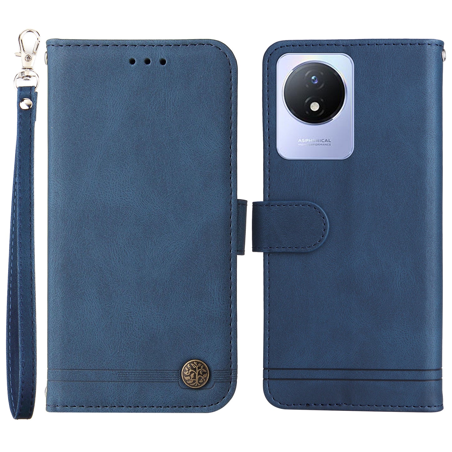 For vivo Y02 4G Magnetic Closure Phone Cover Skin-touch Feeling Leather Imprinted Lines Stand Case Wallet