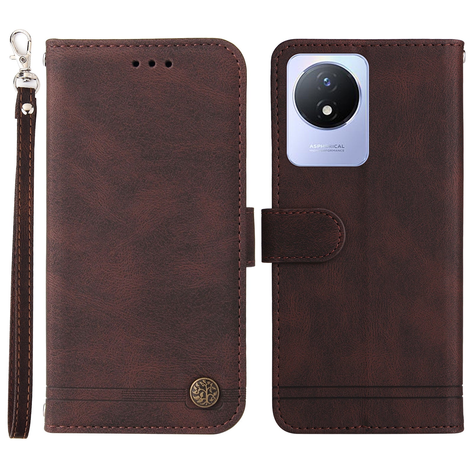 For vivo Y02 4G Magnetic Closure Phone Cover Skin-touch Feeling Leather Imprinted Lines Stand Case Wallet
